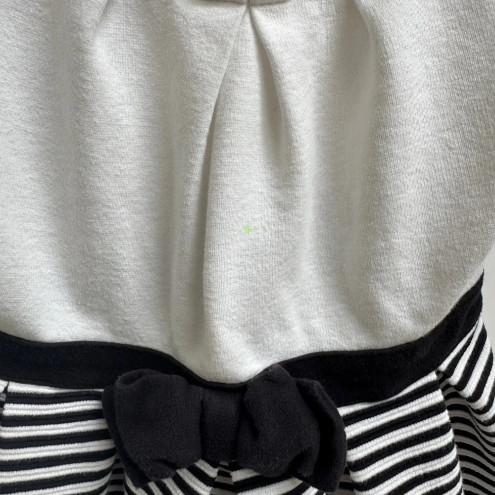 Gymboree 3T Girls Black & White Stripe Dress with Puff Cap Short Sleeves